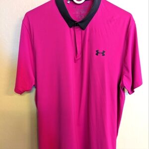 Under Armour Iso-Chill Polo Fuschia and Black Men's Large